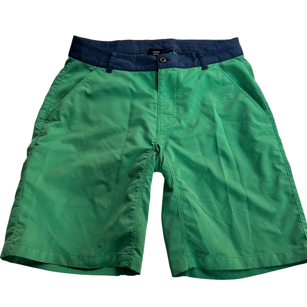 KAVU Men's Green and Navy Blue Shorts Size S Outdoor Casual Adventure